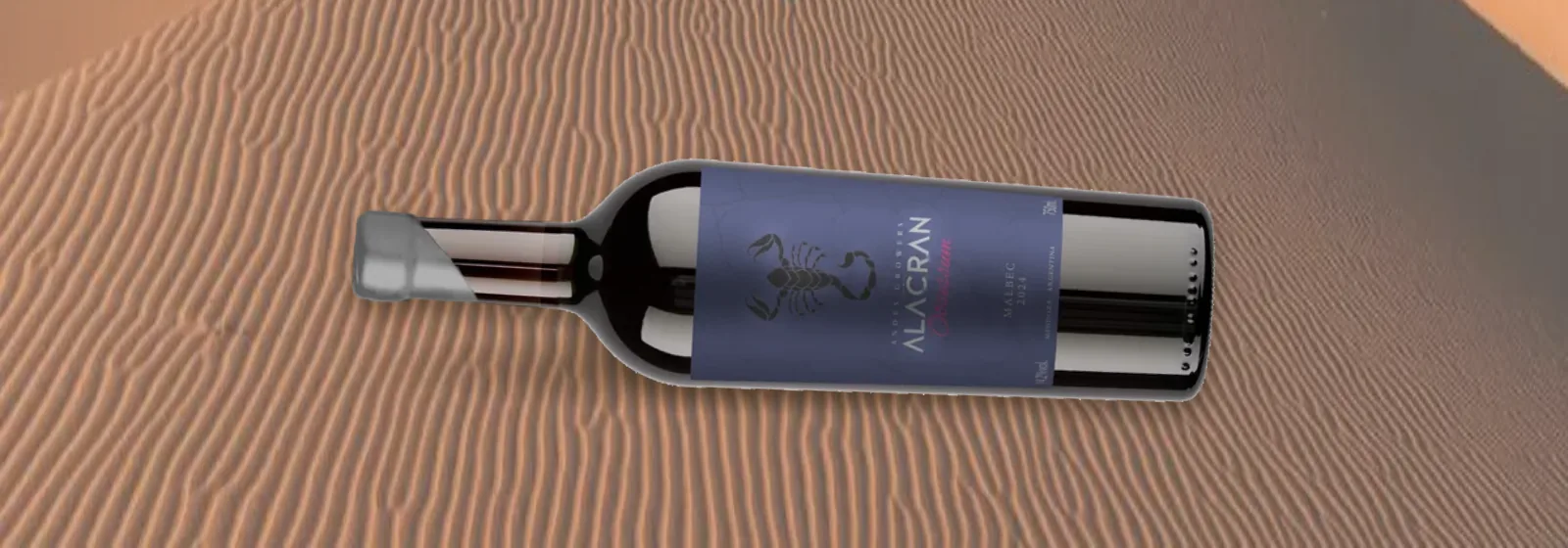 Alacrán Obsessum Malbec sobre la arena